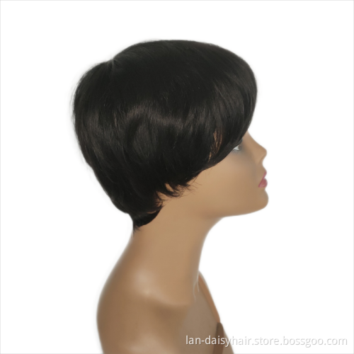 Short Pixie Cut None Lace Wig Human Hair Cheap Short Curly Wigs For Black Women Perruque Naturelle Courte